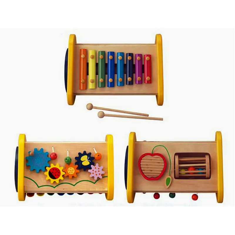 Детские деревянные комбинированные музыкальные инструменты игрушки, многофункциональный ударный инструмент, детская музыкальная игрушка
