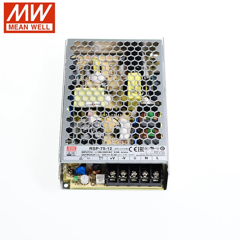 MEAN WELL RSP-75 импульсный источник питания 110 V/220VAC до 5V 7 5 V 12V 15V 24V 27V 48V 75W pfc Meanwell