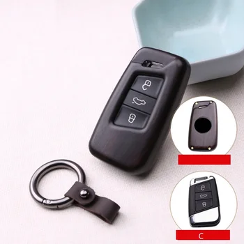 

Red sandalwood ebony Key Holder Cover Case Shell For Volkswagen 2016 2017 Passat B8 Skoda Superb A7 Car Accessories