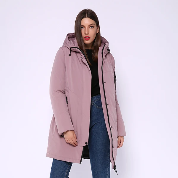 AORRYVLA, зимняя Длинная женская куртка, парка с капюшоном, ветрозащитная куртка с воротником, Толстая Теплая Повседневная зимняя женская модная куртка - Цвет: Pink