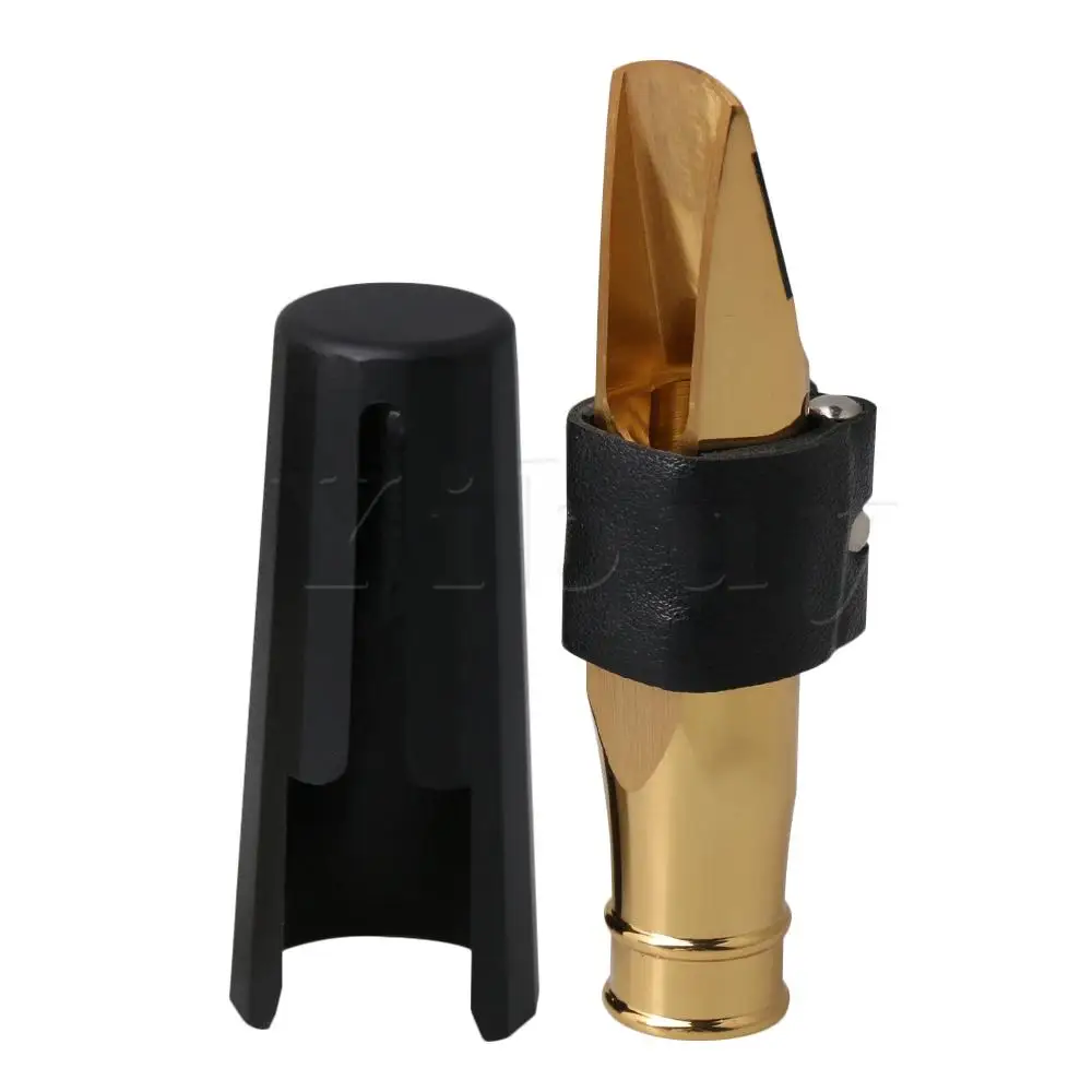 

Yibuy Gold Plated Jazz Tenor Saxophone Mouthpiece With Leather Clip 8#