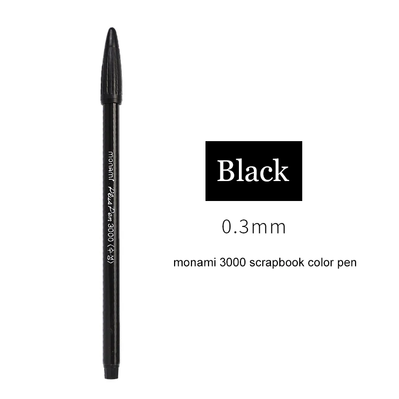 Корейская ручка для рисования Monami с 3000 фломастером, 0,3 мм, водостойкая ручка, ручка для скрапбукинга, цветная ручка с чернилами, милые стационарные каваи - Цвет: Черный