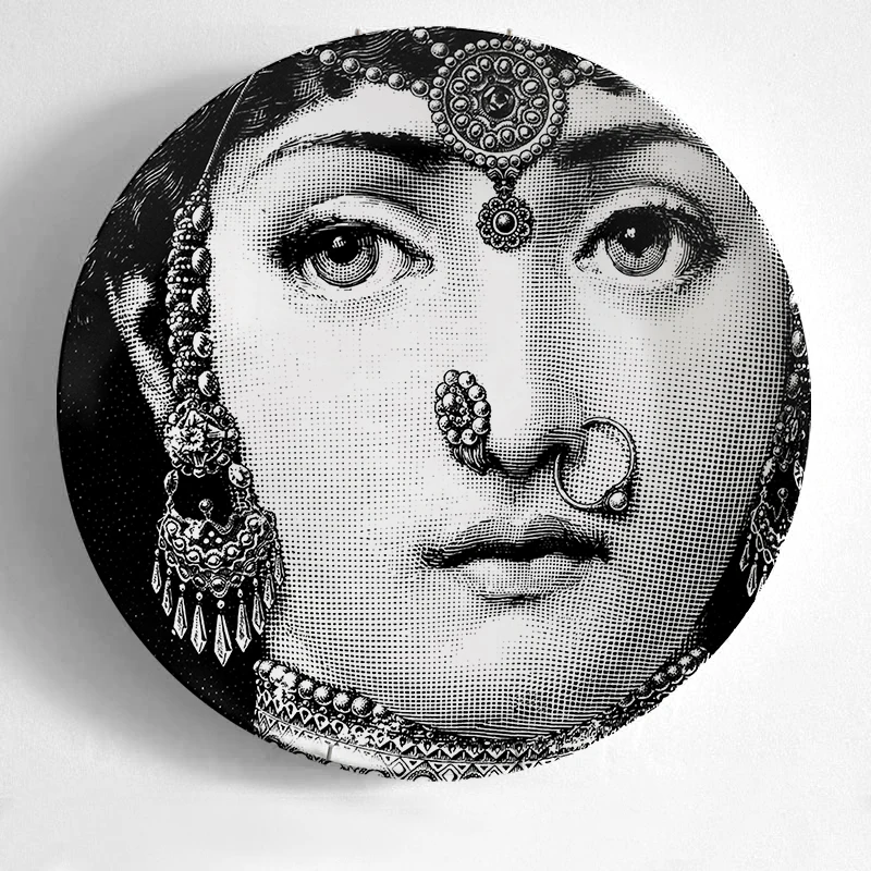 Топ Моды Milan rosenthal Piero fornasetti тарелки цвет черный и белый иллюстрации подвесные блюда образец комнаты дома отель украшения - Цвет: 17