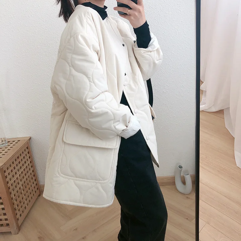 Mooirue, зимняя, осенняя, Harajuku, парка, пальто, куртка, женская, в клетку, свободная, свободная, с хлопковой подкладкой, одежда, сплошной цвет, приталенное пальто