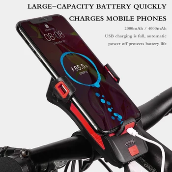 

Cycling Bike Headlight Horn Bike Phone Power Bank Mount Bicycle Mobile Phone Holder Rear Taillight Flashlight Warning Lights