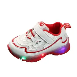 Детские лоскутные светодиодные туфли для маленьких девочек и мальчиков; Светящиеся спортивные кроссовки; спортивная Уличная обувь;