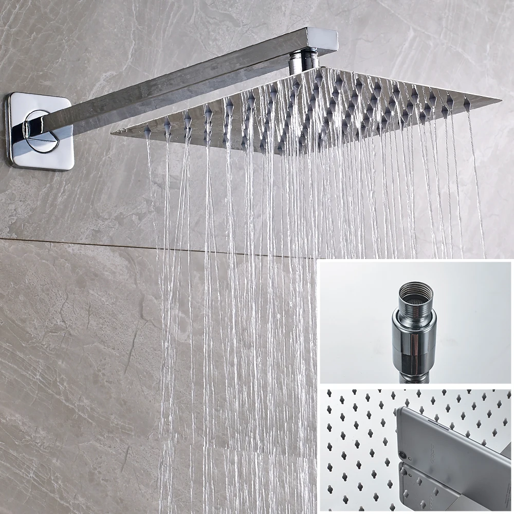 

Vidric Vidric Wall Mount Bathroom Rain Waterfall Shower Faucets Set Concealed Chrome Shower System Bathtub Shower Mixer Faucet T