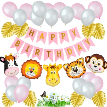 

Jungle Theme Party Happy Birthday Balloons Animal Balloons Baby Shower Birthday Party Decor Boy Girl Kids Jungle Safari Party