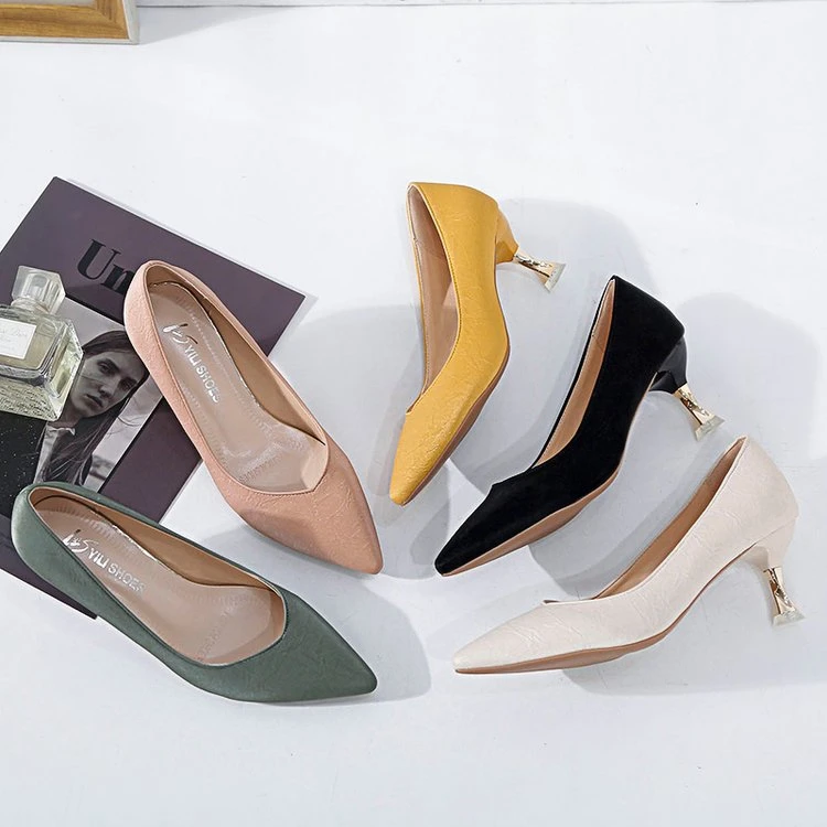 Zapatos de tacón alto para mujer, zapatillas de estilo coreano, puntiagudas  y poco profundas, a la moda, 2020|Zapatos de tacón de mujer| - AliExpress