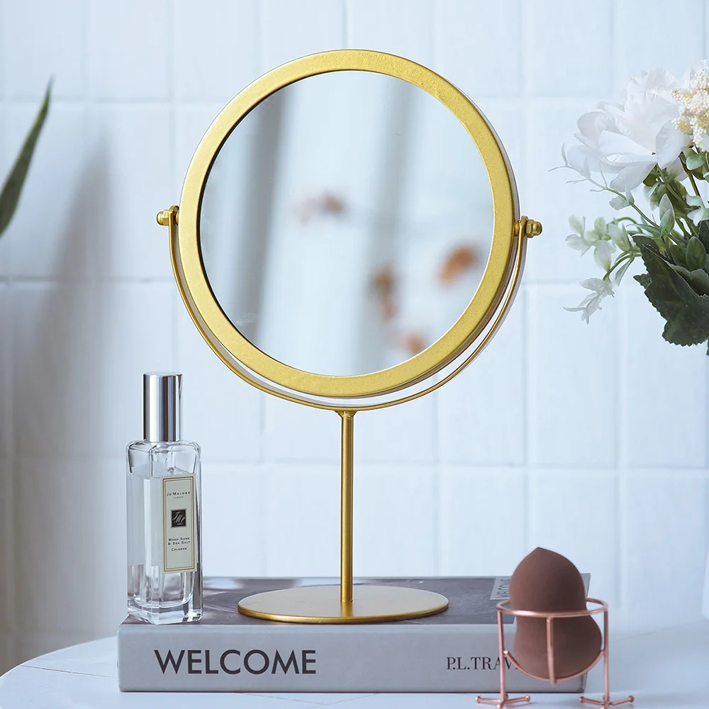 Скандинавское круглое Кованое настольное простое туалетное зеркало для