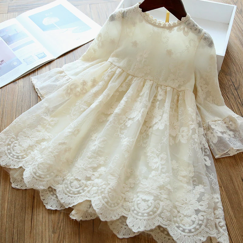 

New Baby Girls Dress Lace Princess Dress Wedding Party Dress School Casual Dress Toddler Kids Long Sleeves Dress Winter Clothes