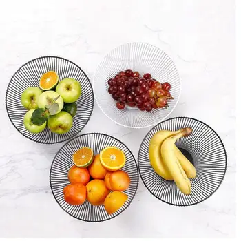 

Fashionable Iron Vegetable Fruit Storage Basket Rack Snack Tray Nordic Style Drain Bowl Container for Kitchen Usage