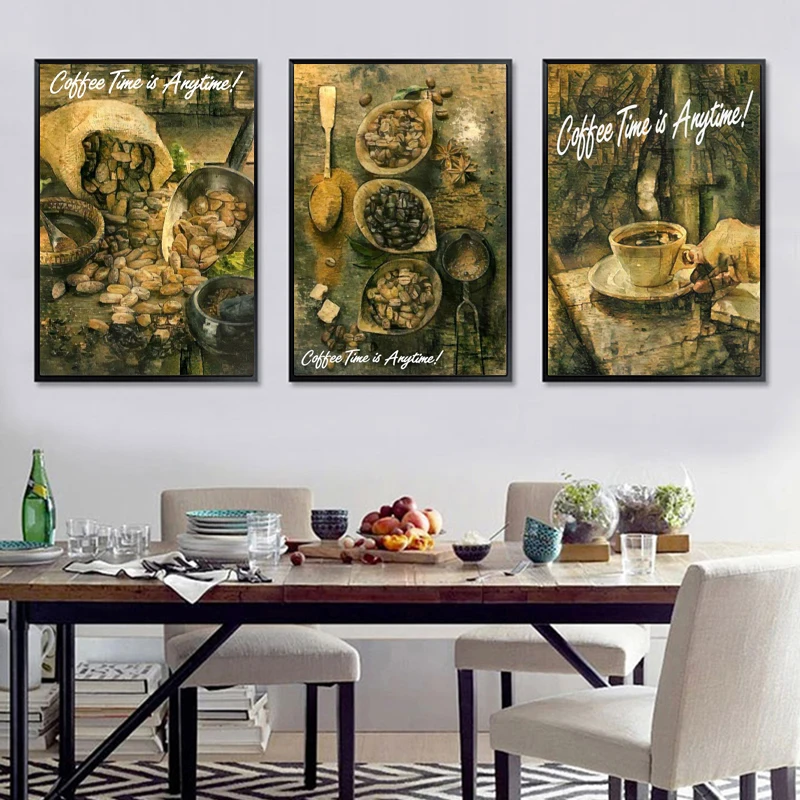 Coffee Vintage Canvas Posters and Prints Home Kitchen Wall Art Pictures Boho Dec Painting Gift Cafe Decoratio | Дом и сад
