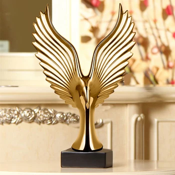 

Creative Home Decor Hawk Statue TV Background Golden/ Silver Sculpture Decoration Figurine Decorative Resin Eagle Wing Abstract