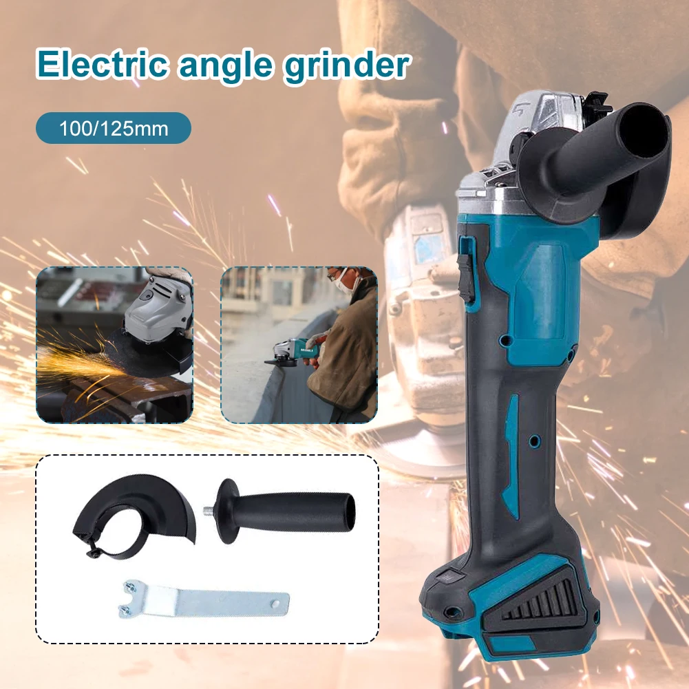 

125mm/100mm Brushless Electric Angle Grinder Grinding Machine Cordless DIY Woodworking Power Tools For 18V Makita Battery