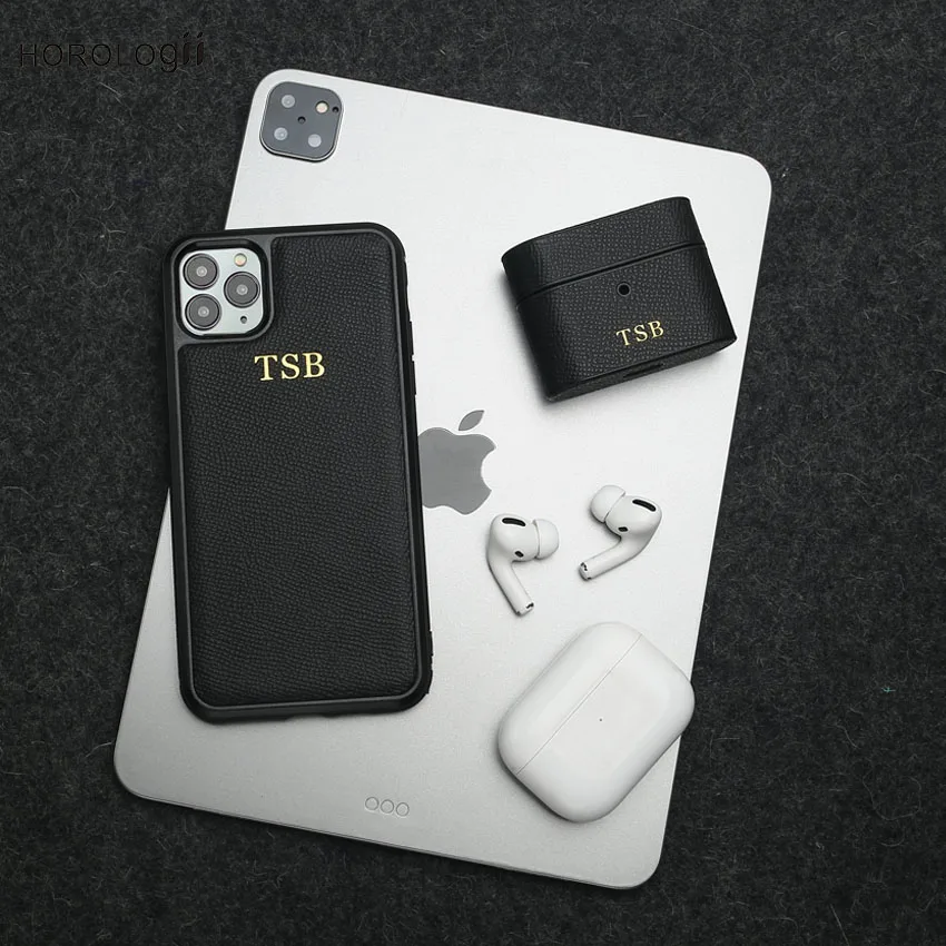 Horologii Leather Initial Phone Case for Iphone X