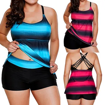 

Women Plus Size Gradient Tankini Bikini Swimwear Swimsuit Bathing Suit swimming suit for women plus size two pieces swim suit