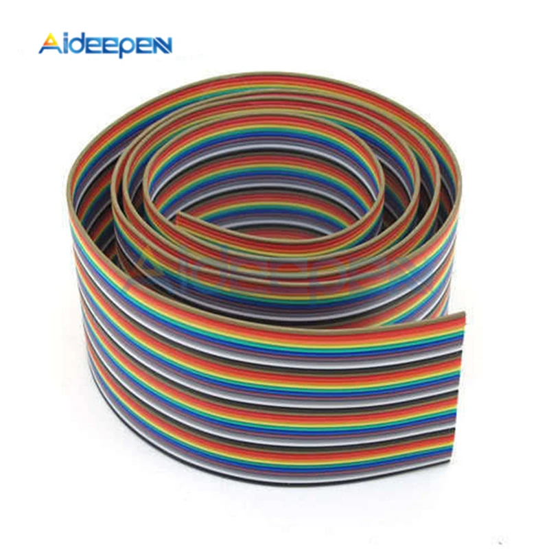 

IDC standard 1M 3.3ft 40 Pin Dupont Wire Flat Color Rainbow Ribbon Cable Wire 1 Meter 1.20mm Pitch Rainbow Cable