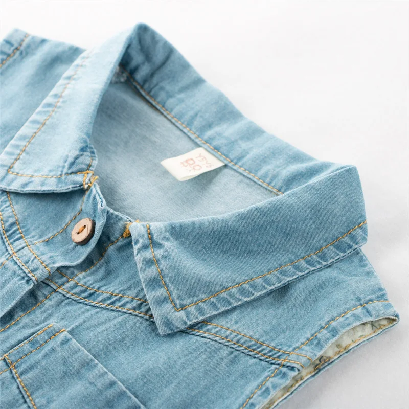 

Summer Baby Girls Computer Cable Lock New Style Girls Washed Cotton Denim Vest Dress Small CHILDREN'S Long Skirts