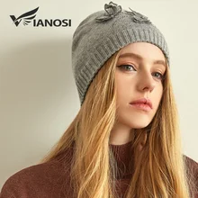 VIANOSI кашемировая шерсть зимние шапки для женщин модная теплая трикотажная шапочка бренд gorros Mujer Invierno