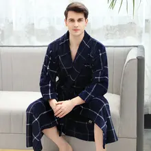 Мужские Фланелевые ночные рубашки мягкий теплый коралловый флис бархат Bathroomrobe мужской пояс талии спальные Халаты красный синий плед одежда для отдыха