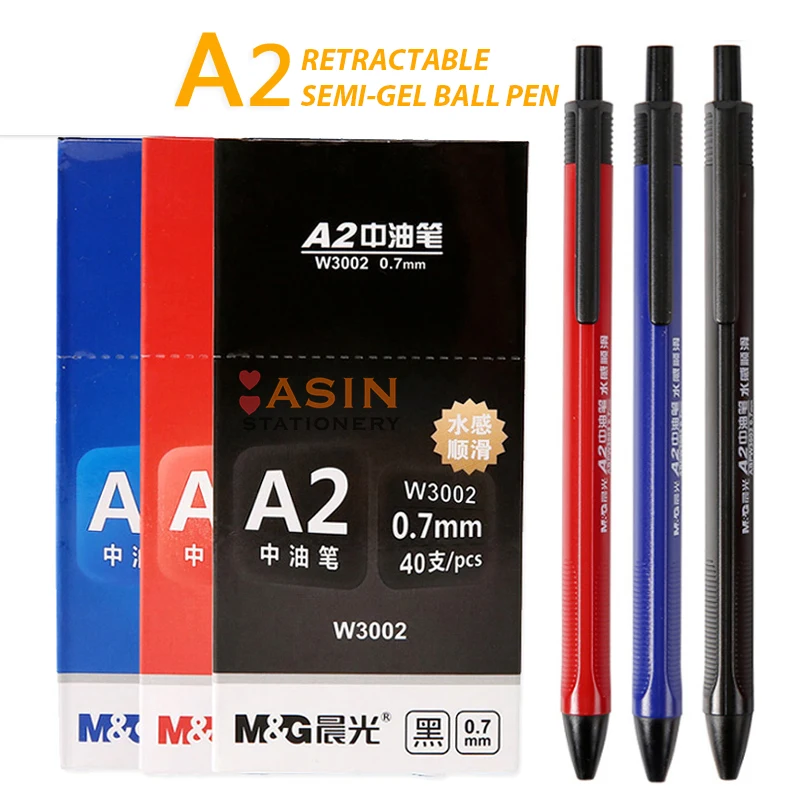 10/20/30/40pcs M&G pestrý zatažitelný propiska pero 0.7mm modrý černá červená bál bod pero pera pro vyučváné úřad zásoby