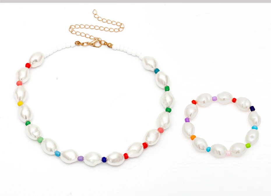 SHIXIN Boho красочное жемчужное ожерелье из бисера для женщин модное корейское овальное/Сердце колье ожерелье украшение на шею ювелирные изделия
