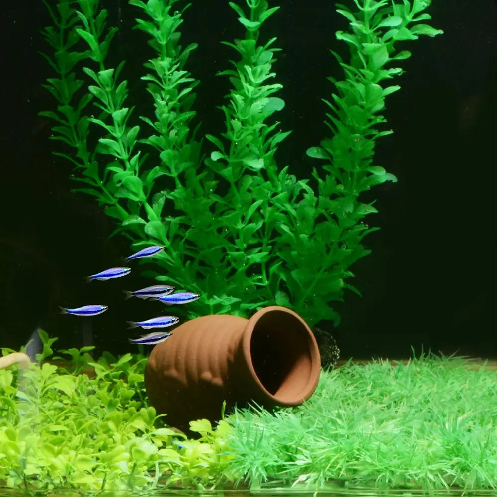 Saim аквариум орнамент керамический с одним отверстием коричневый в форме вазы Декор аквариум орнамент рыбоводство приют аквариумные аксессуары