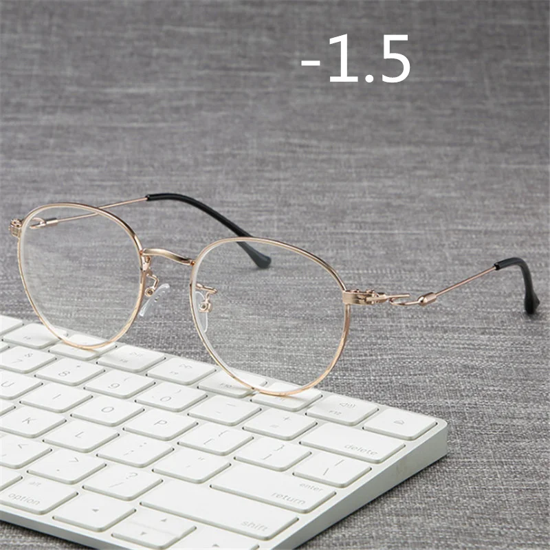 Готовые Очки для близорукости, для мужчин и женщин, Классические близорукие очки с диоптрией-1,0-1,5-2,0-2,5-3,0-3,5-4,0 - Цвет оправы: Gold-150