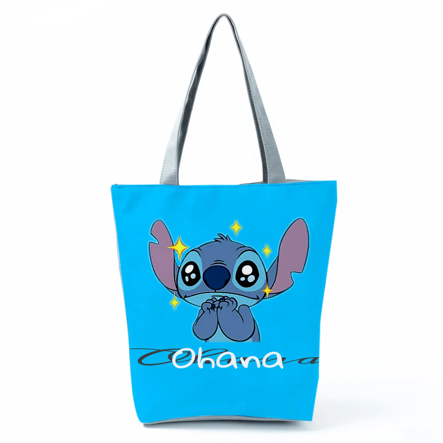 Disney Lilo Stitch Cartoon Printed Handbag Stitch Casual High Capacity Eco Reusable Shoppaing Bag Foldable Travel Beach Tote Bag