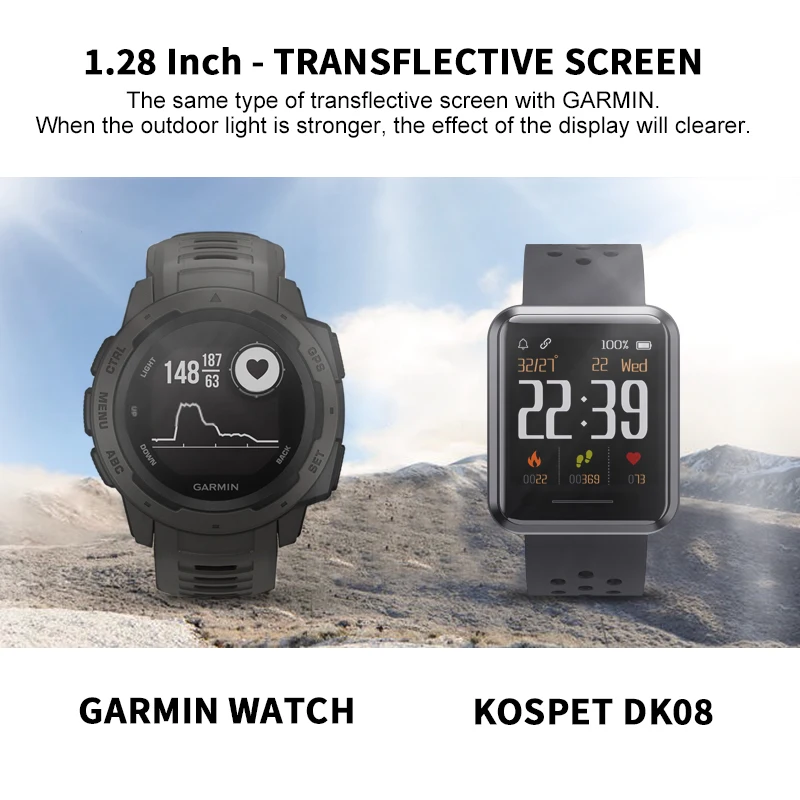 KOSPET DK08 smartwatch мульти-спортивный режим 1,2" Bluetooth IP67 Водонепроницаемый 110 мАч smart watch ремешком для мужчин и женщин, для IOS и Android