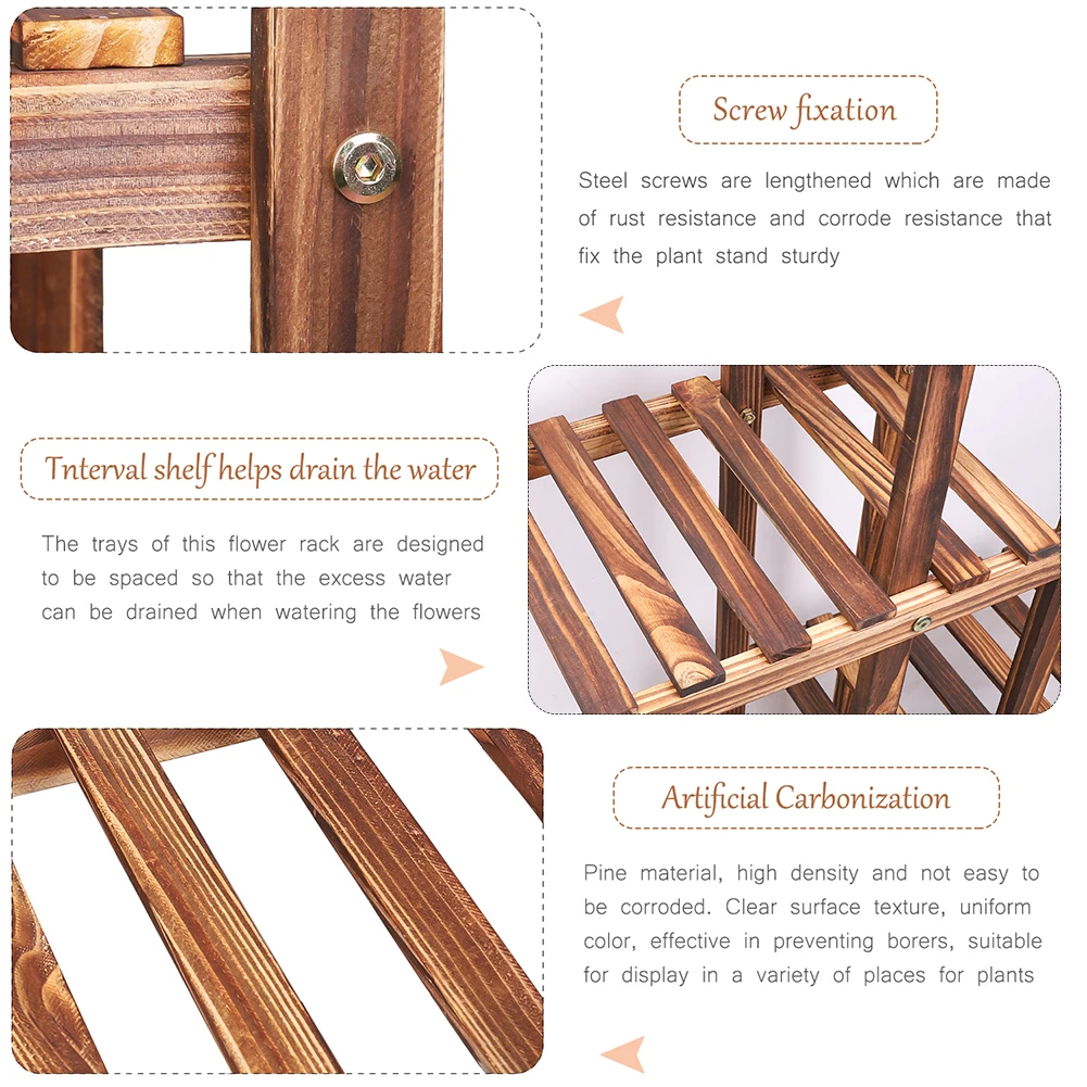 6 Tiered Wood Plant Flower Stand Shelf Planter Pots Shelves Rack Holder Display for Multiple Plants Indoor Outdoor Garden Patio — view 6
