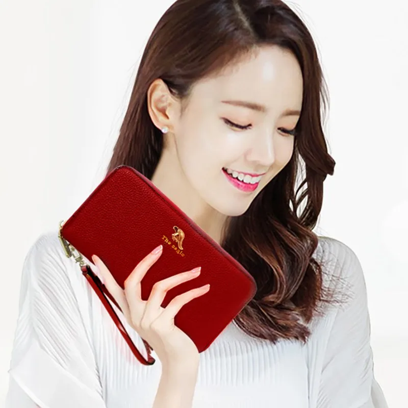 

New Style Long Wallet Women's Korean-style Zipper Bag Carrying Leather Wallet Contrast Color Versatile Multi Card Bit Zipper Bag