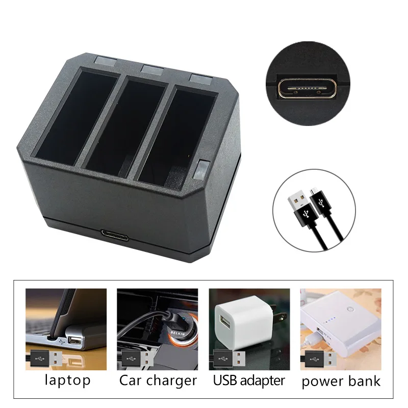Аккумуляторы для DJI Osmo Action camera battery 1300mAh Channel USB charger