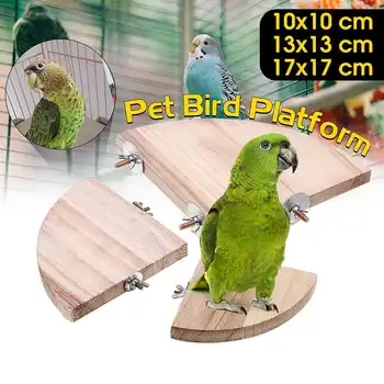 

Wooden Bird Parrot Squirrel Hamster Platform Stand Plate Molar Chew Stand Hanging Toys Bird Cage Stand 10/13/17cm