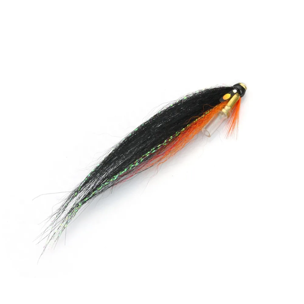 orange and silver TUBE FLIES  X 3 . Salmon Sewin/ sea trout black 