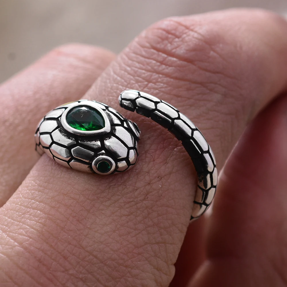 2023 New Arrival Sweet Cobra Snake Animal Green Crystal Thai Silver Ladies  Ring Jewelry Promotion Women Gifts - AliExpress