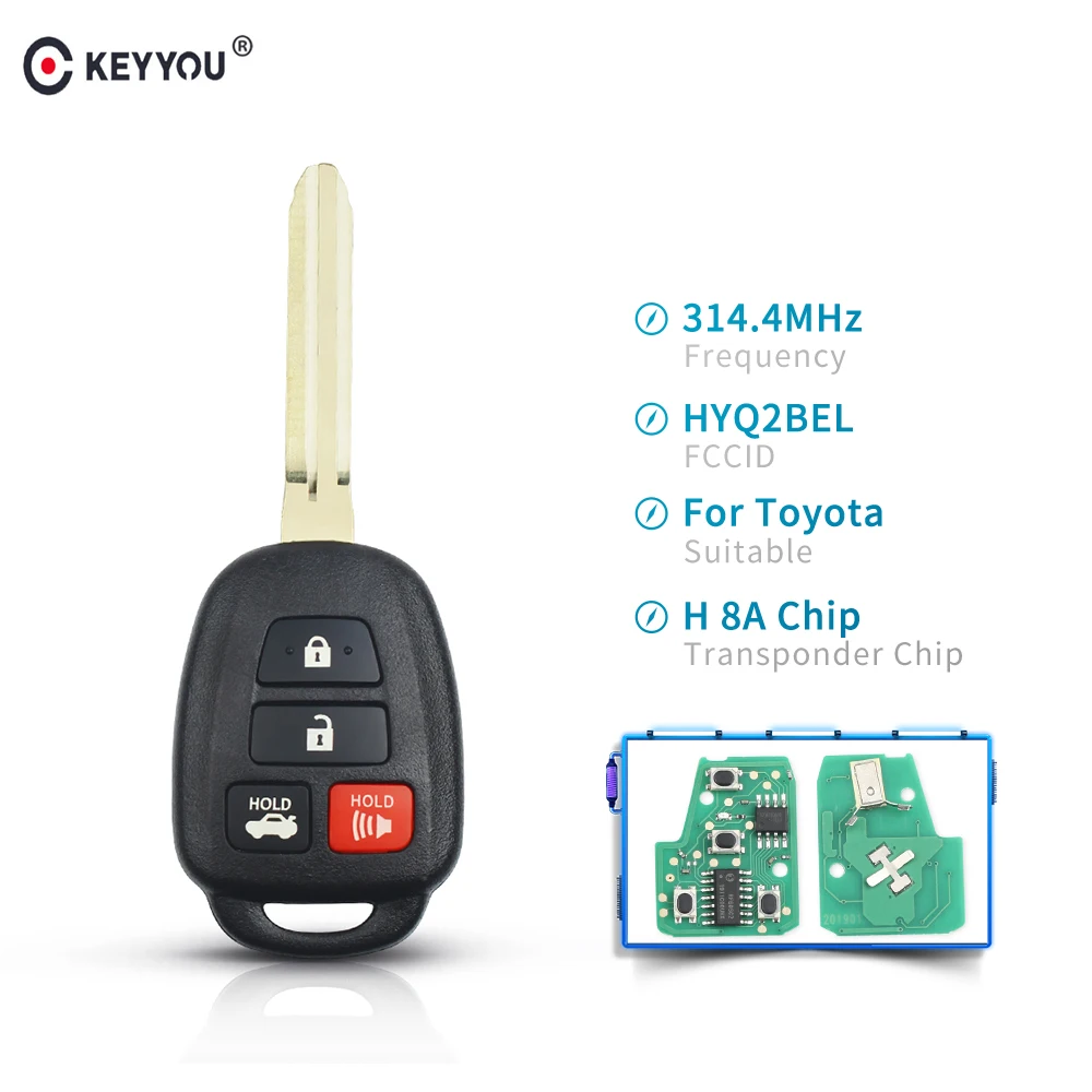 KEYYOU для Toyota Camary Corolla 314,4 МГц с чипом H HYQ2BEL 4 кнопки дистанционного ключа автомобильный смарт ключ-брелок
