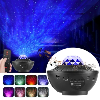 

USB Ocean Wave Projector LED Night Light Built In Music Player Remote Control 21 Lighting Modes Sound-Activated For Kids Bedroom