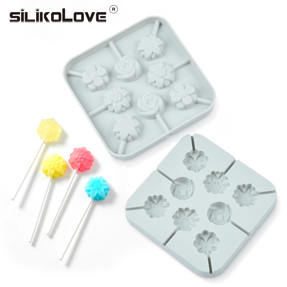 

SILIKOLOVE New Flower Sugar Lollipop Molds Candy Lollipop Molds 3D Lollipop Mold Shape For Lollipops With Sticks