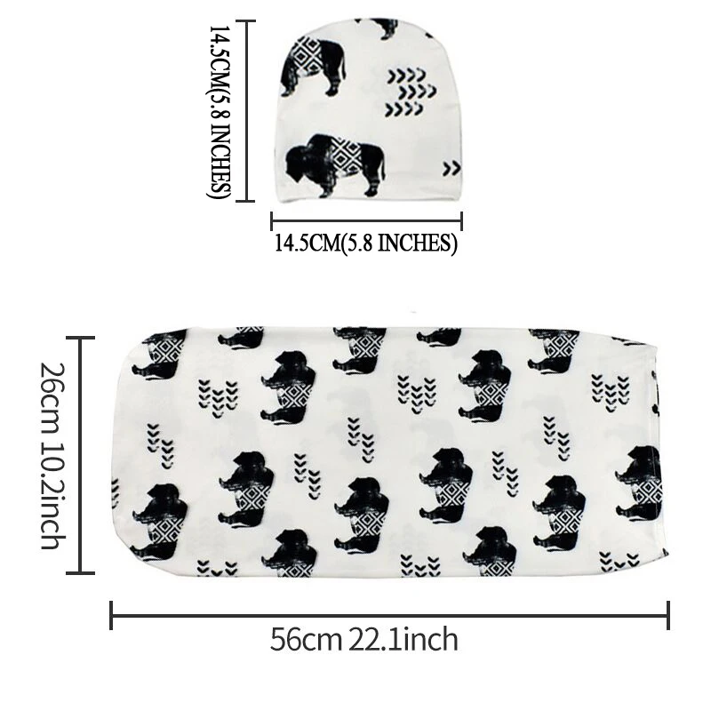 2Pcs/Set Newborn Baby Swaddle Blanket Sleeping Bag Hat Set Baby Sleeping Swaddle Newborn Swaddle Muslin Wrap Photograph Props