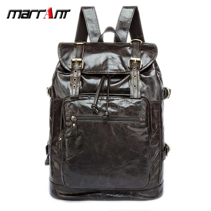 

Genuine Leather Men Head Layer Cowhide Shoulders Computer Bag Business Trip Travel Backpack