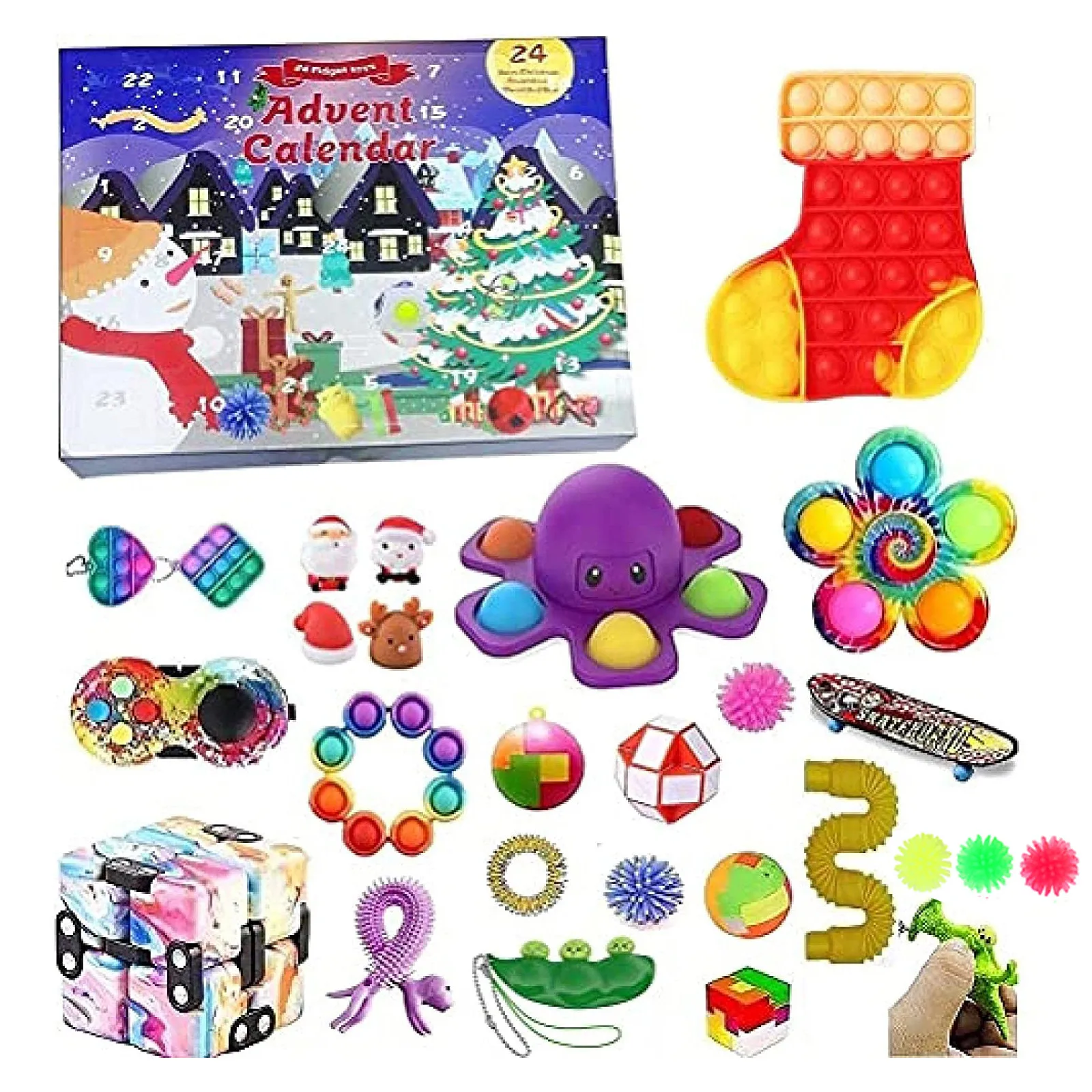 pea pod fidget toy Fidget Advent Calendar For Christmas With 24 Fidget Toys Pack Blind Box Antistress Relief Toy For Christmas Gift Anti Stress set pea pod fidget toy Squeeze Toys