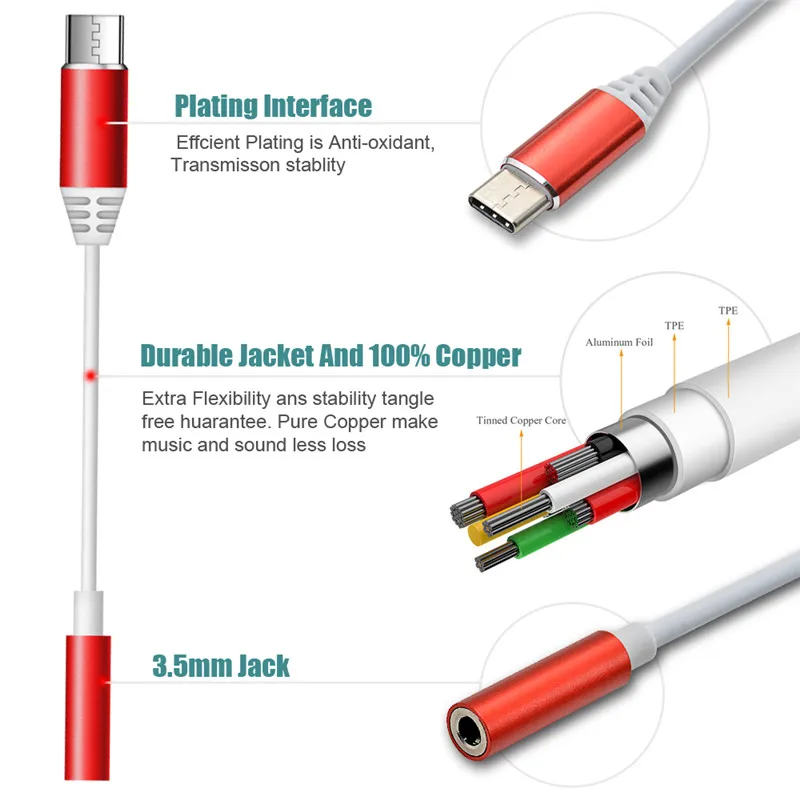 USB C до 3,5 мм наушники Aux Jack адаптер USB-C аудио кабель type C для iPad Pro для huawei Xiaomi 9 type-C конвертер вызовов