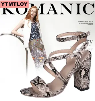 

Summer high heels new women's high heels comfortable women's shoes ladies sandals snake pattern sexy party shoes large size 43