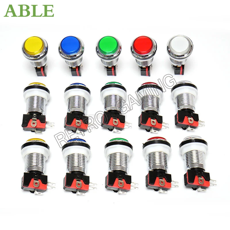 Pulsante Led 28Mm Arcade Game Cabinet Parts Chrome Con Microswitch12V Per Diy Raspberry Pi Mame Pc Pandora Game