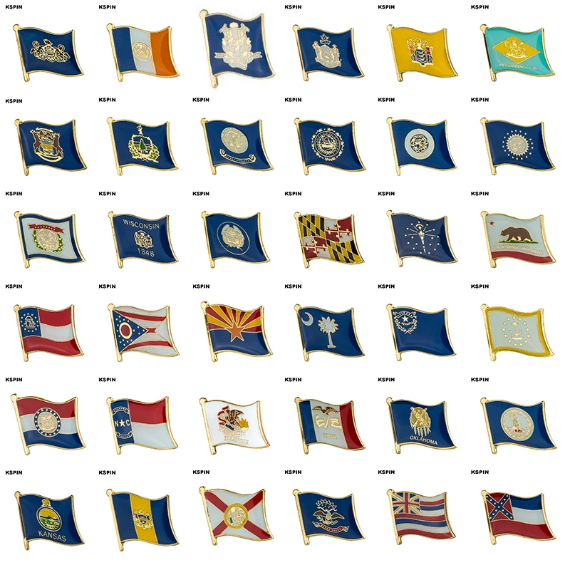 Flag Laple Pin Badge Brooch New York Connecticut Maine Jersey Delaware Michigan Vermont Idaho Hampshire Minnesota Dakota | Украшения и