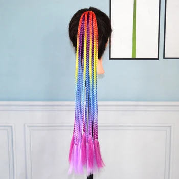 

Colorful Synthetic Ponytail Straight Box Braid With Elastic Band Pony Tail Hair Extensions Hair Accessories For Women