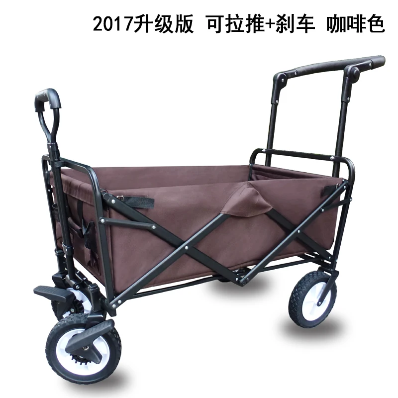 5%Fold Vehicle Portable Small Garden Cart Outdoors Camp Baby Baby Four Wheel Hand Pull A Cart Pull Rod Luggage Cart Household - Цвет: 2