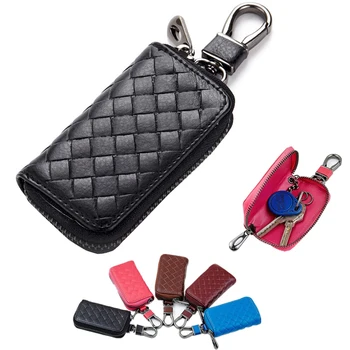 

2020 Genuine Leather Car Key Men Women Wallets Zipper Keys Case Bag Men Card Money Holder Business Housekeeper Keychain Cover
